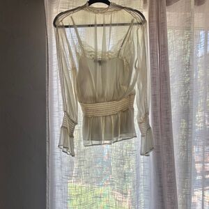 All Saints Sheer Cream Blouse